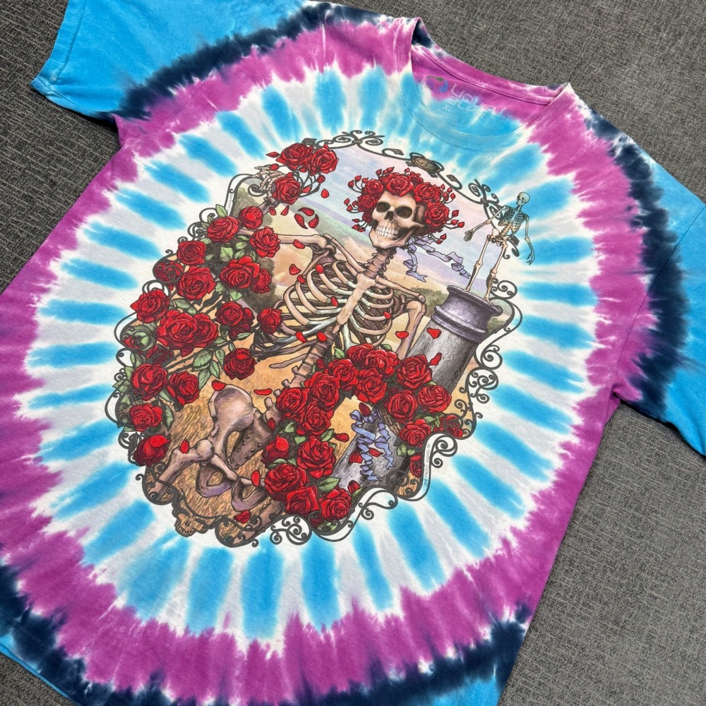 VTG Liquid Blue Grateful Dead T Shirt Mens XL 30th Anniversary Tie Dye Roses